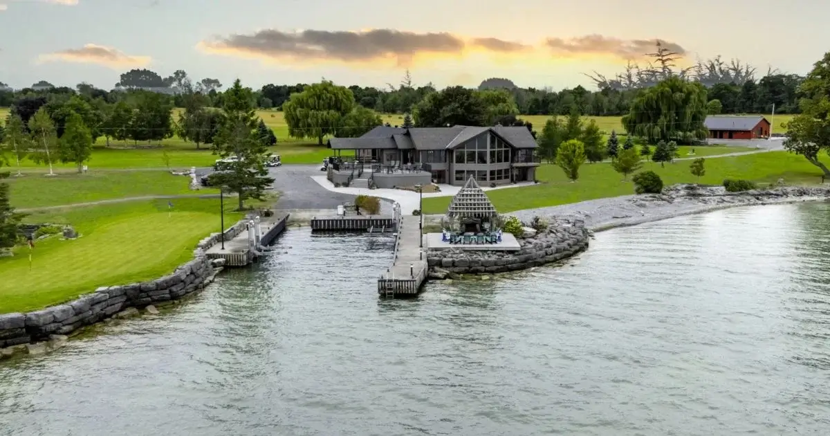 Private waterfront golf course and clubhouse